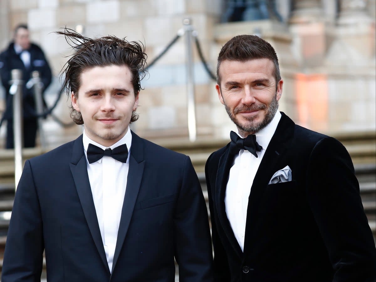 Brooklyn Peltz Beckham and his father, David Beckham  (Getty Images)