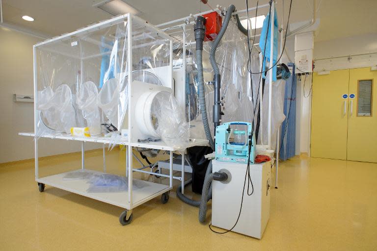 The isolation unit at the Royal Free Hospital in north London is pictured on August 6, 2014, before the arrival of Ebola patient William Pooley