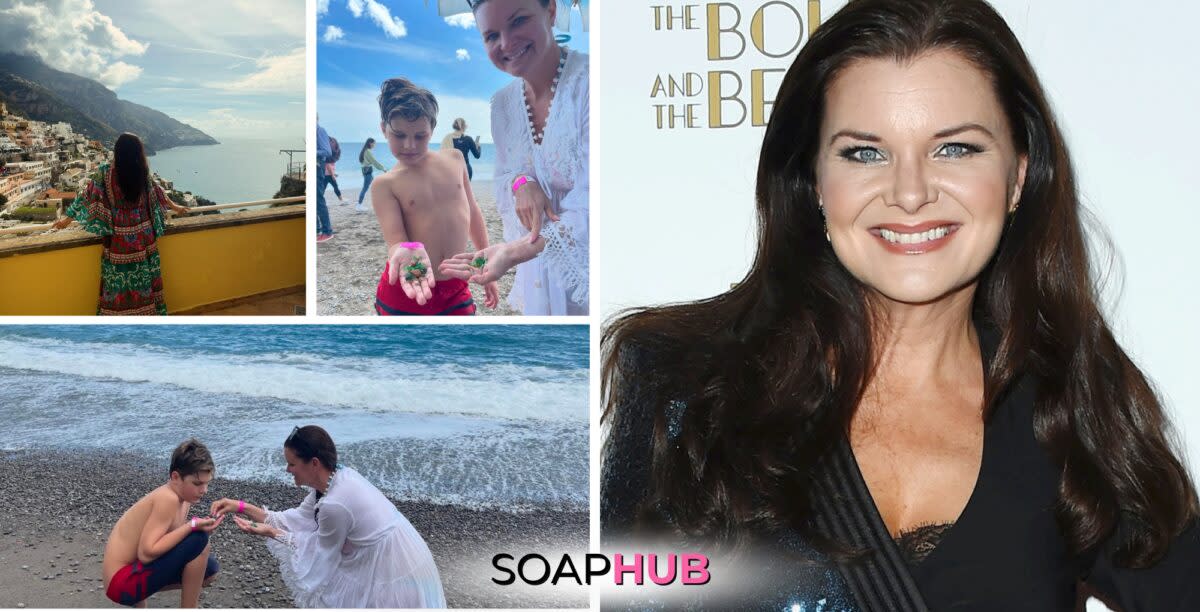 Heather Tom introduced her son Zane to a favorite activity. 