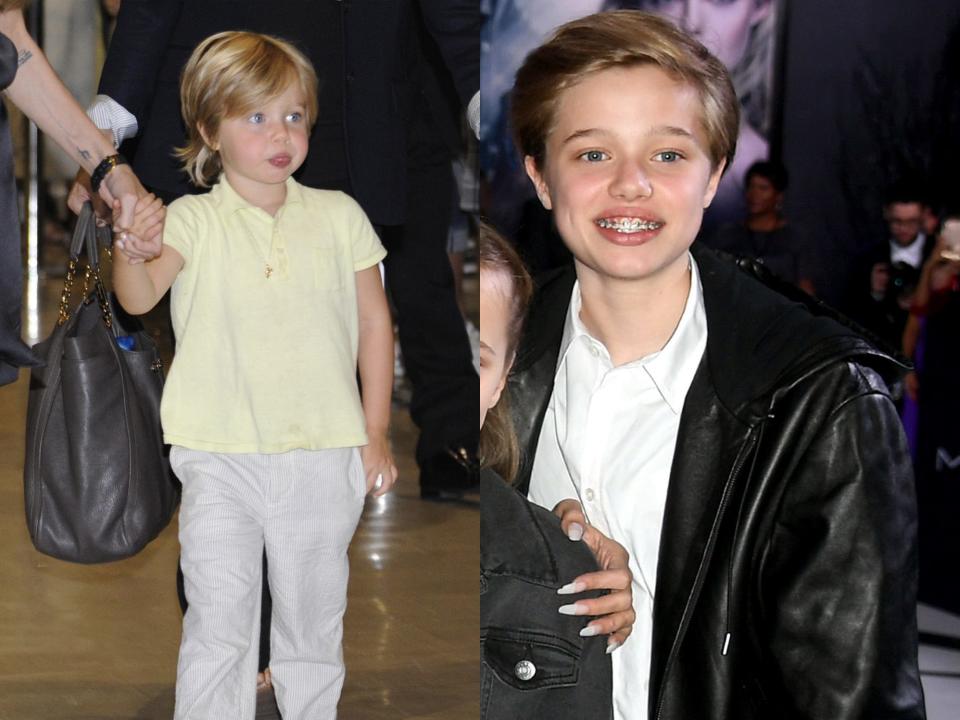 Shiloh Jolie-Pitt in 2010 (left) and 2019 (right).