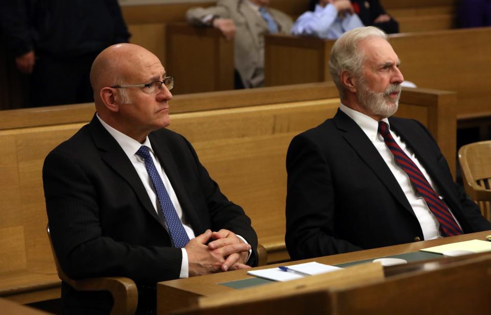 Putnam County District Attorney Robert Tendy, left, at a May 9, 2019, court hearing where a new trial was ordered for Andrew Krivak in the 1994 rape and murder of 12-year-old Josette Wright.
(Photo: Tania Savayan/The Journal News)