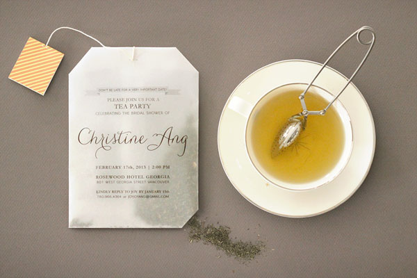 tea party ideas tea bag invitations