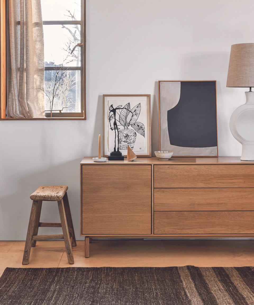 Sideboard with neutral minimalist decor