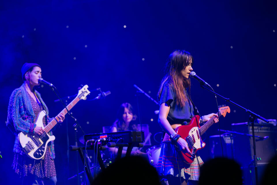 Jenny Lee Lindberg, Stella Mozgawa and Theresa Wayman of Warpaint perform on Aug.&nbsp;23 in Dublin, Ireland. (Photo: Kieran Frost via Getty Images)