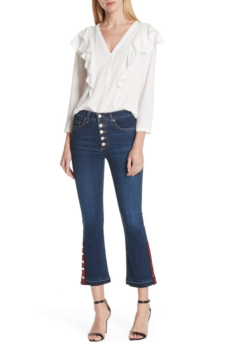 Veronica Beard Button Hem Baby Boot Jeans, $298 $198.90, Nordstrom