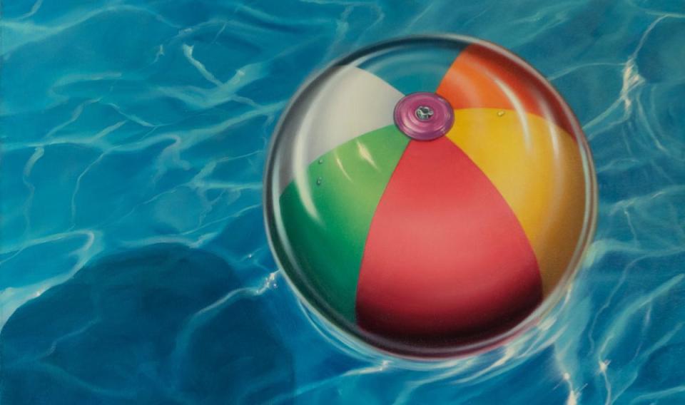 Artist Christy Peterson's oil canvas beach ball, available in the Cahoon Museum's "Brush Off Live" Art Auction.
(Credit: Courtesy of Cahoon Museum of American Art)