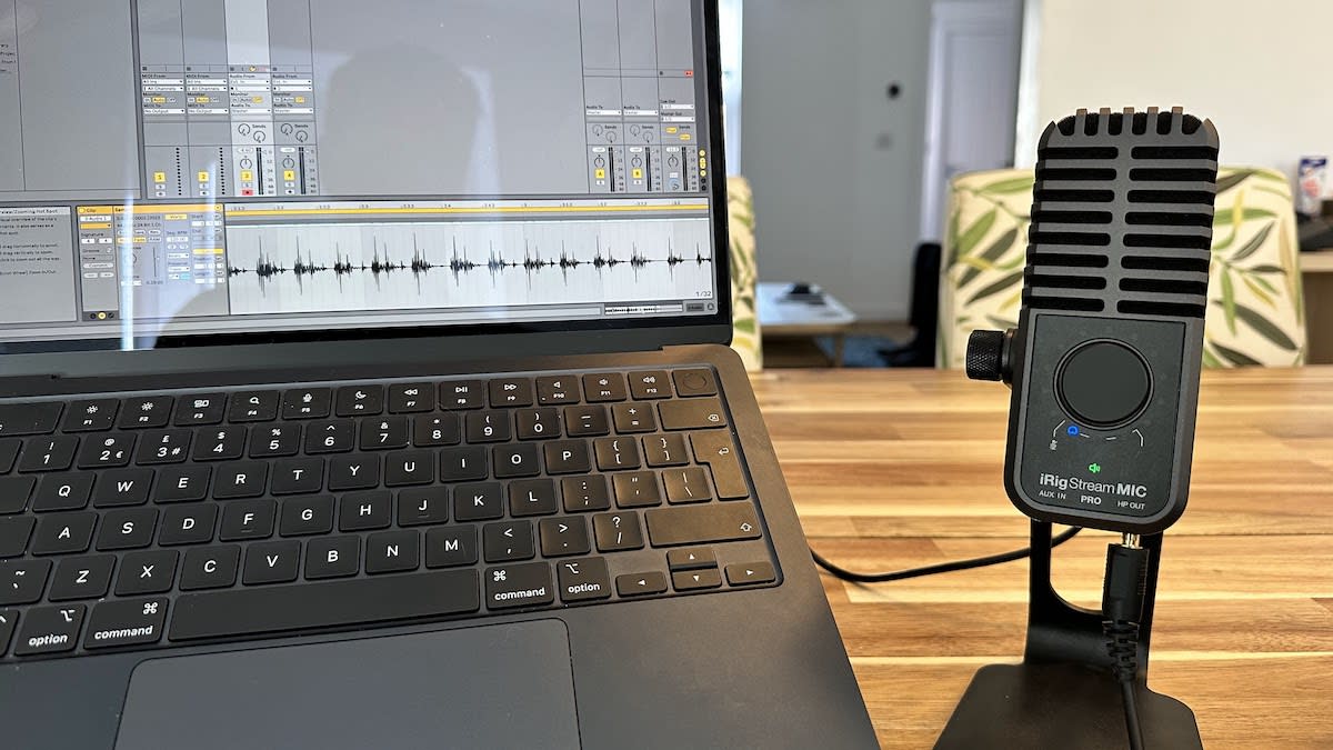  IK Multimedia iRig Stream Mic Pro in home studio setup 