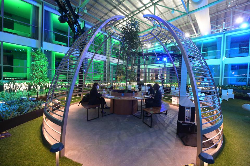 The courtyard at the Connect@Changi facility in Singapore. 