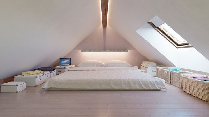 Ruangan attic bisa dirancang minimalis supaya tampak cantik. (Foto: Pinterest)