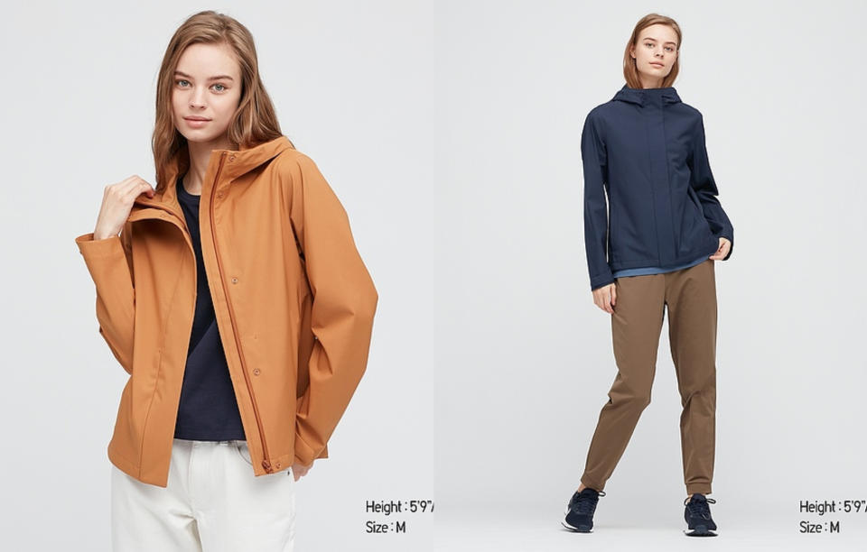 Uniqlo 2020冬季必買6.BLOCKTECH 防風雨連帽外套 這款防風與連帽外套使用彈性素材，增添了耐久防潑水機能，能彈開雨水