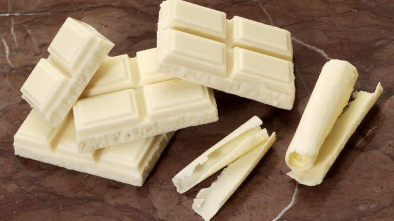 white chocolate on wooden table