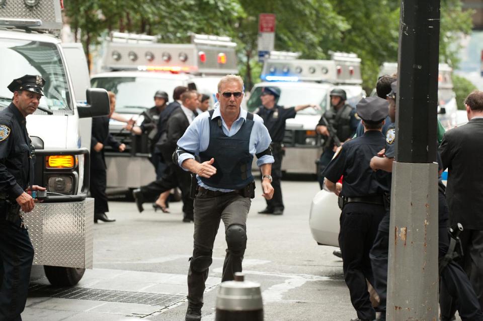 This image released by Paramount Pictures shows Kevin Costner is Thomas Harper in "Jack Ryan: Shadow Recruit," an action thriller about a covert CIA analyst who uncovers a Russian plot to crash the U.S. economy with a terrorist attack. (AP Photo/Paramount Pictures, Larry Horricks)