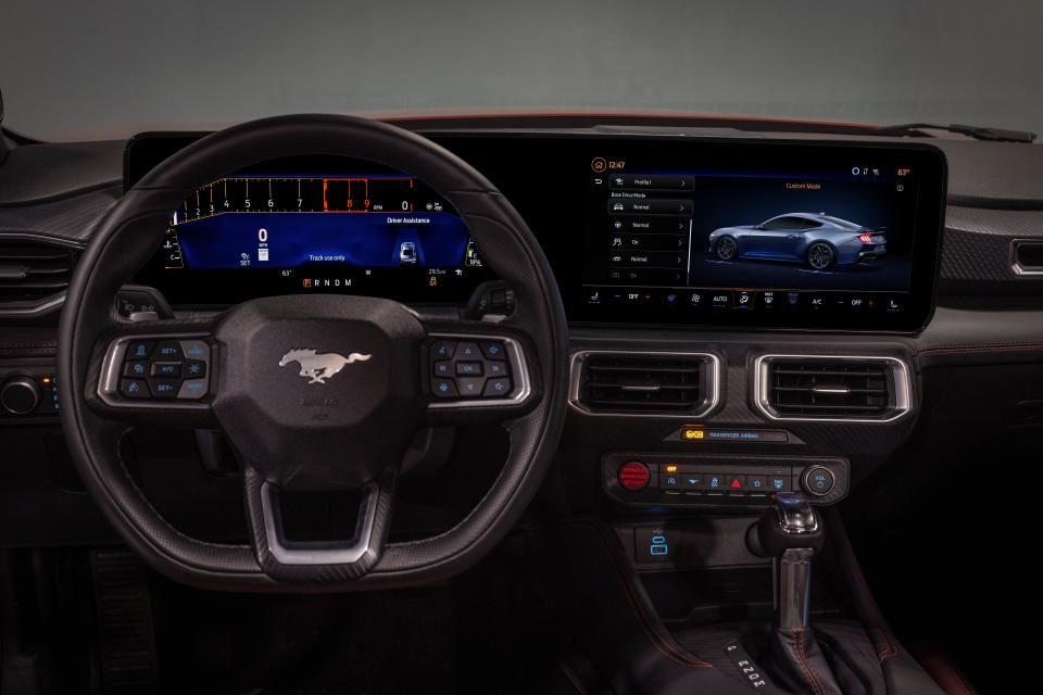 The 2024 Ford Mustang has an all-new digital cluster that can be modified by color and content depending on the driver's mood.