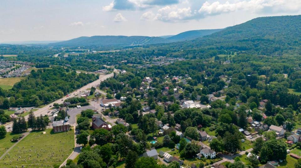 An aerial view Harris township on Tuesday, June 18, 2024.