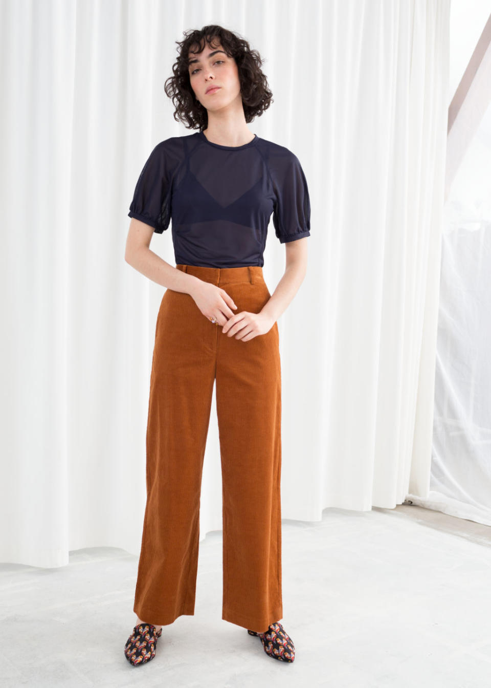 Corduroy Wide-Leg Pants