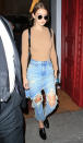 <p>If you ever need fresh inspiration for how to wear your nearly destroyed denim, simply follow Gigi Hadid's lead and pop a frayed denim skirt on top. And when that starts to feel old, why not put a frayed denim dress on top of that? The layering possibilities are truly endless.</p>