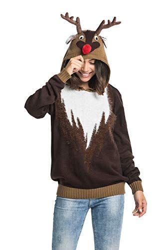 Reindeer Hoodie Ugly Christmas Sweater