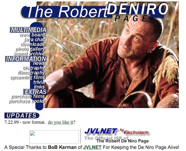 robert deniro webpage