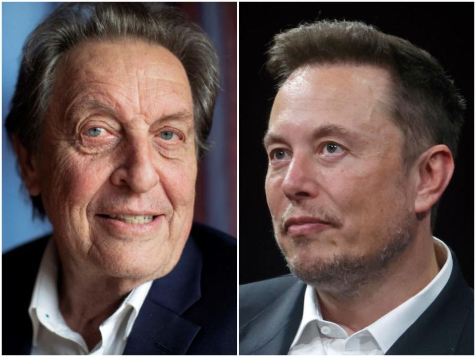 Errol Musk (links) sagte, Elon Musk (rechts) habe ihm angeboten, einen Tesla für ihn nach Südafrika zu schicken. - Copyright: GIANLUIGI GUERCIA/AFP via Getty Images and Chesnot/Getty Images