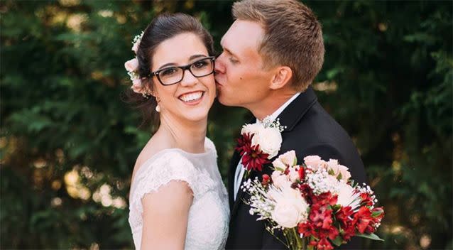 The couple danced with light sabers at their wedding. Source: Facebook