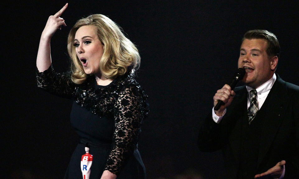 <p>Adele made sure her feelings were known when James Corden had to cut her off during her acceptance speech for Best British Album as she put her middle finger up in a defiant gesture to producers. Meanwhile, a mortified Corden later took to Twitter after the ceremony to <a data-i13n="cpos:1;pos:1" href="https://www.nme.com/news/music/adele-257-1280562" rel="nofollow noopener" target="_blank" data-ylk="slk:explain how he had been told to cut the 'Hello' singer off;cpos:1;pos:1;elm:context_link;itc:0;sec:content-canvas" class="link ">explain how he had been told to cut the '<em>Hello</em>' singer off</a> mid-flow. (PA)</p> 