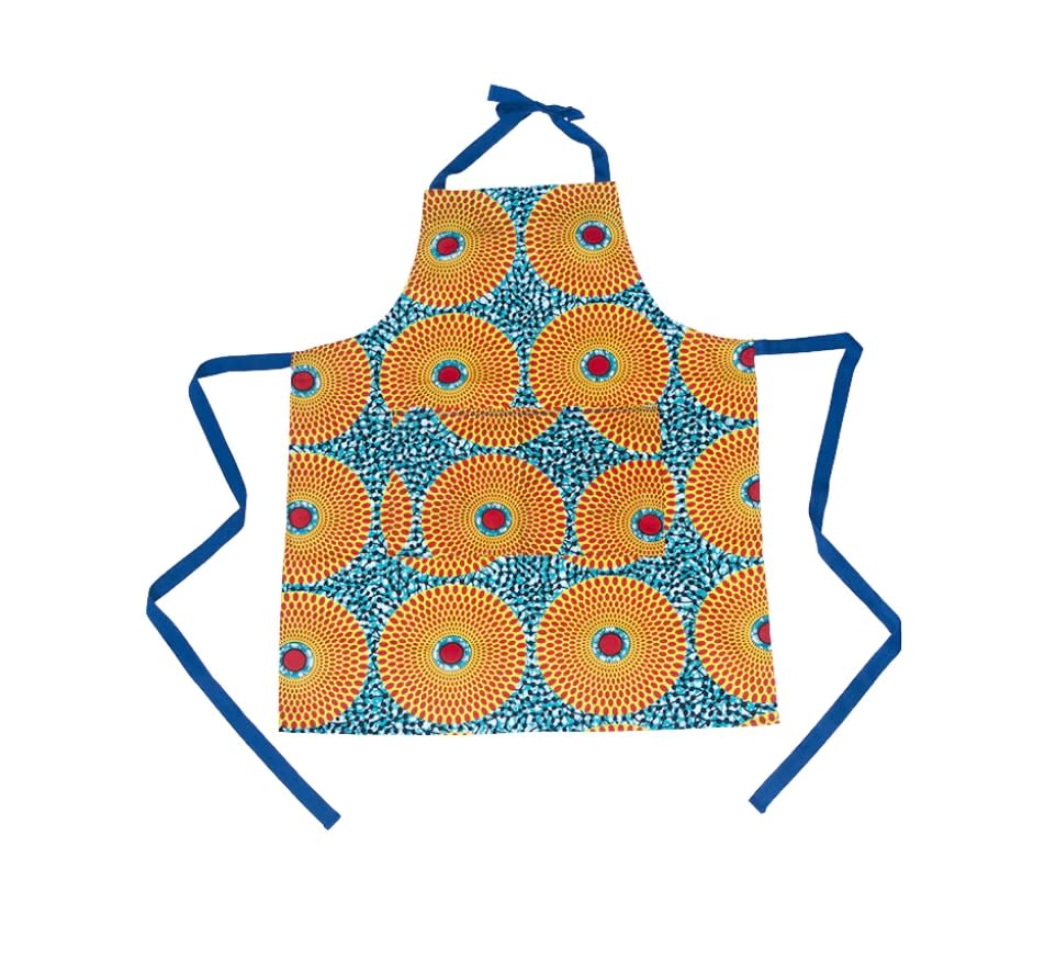 Royal Jelly Harlem apron in teal and orange Asterix (Image: Royal Jelly Harlem)