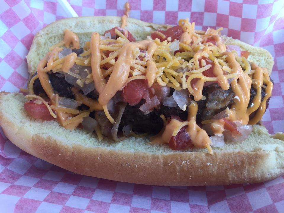 The Triple Play Dog at Surprise Stadium in the Cactus League. (Yahoo Sports)