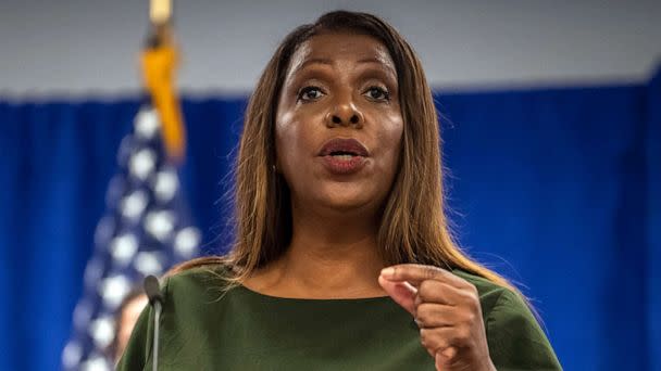 PHOTO: New York Attorney General Letitia James speaks during a press conference, Sept. 21, 2022, in New York. (Brittainy Newman/AP)