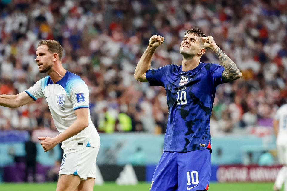 USA&#39;s Christian Pulisic reacts during the World Cup match between England and USA on Nov. 25. (Berengui/DeFodi Images via Getty Images)