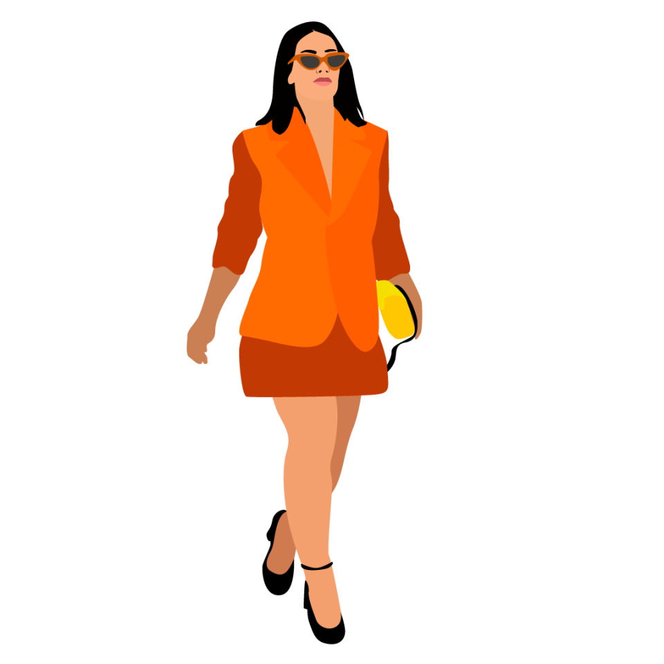 Woman in suit and heels