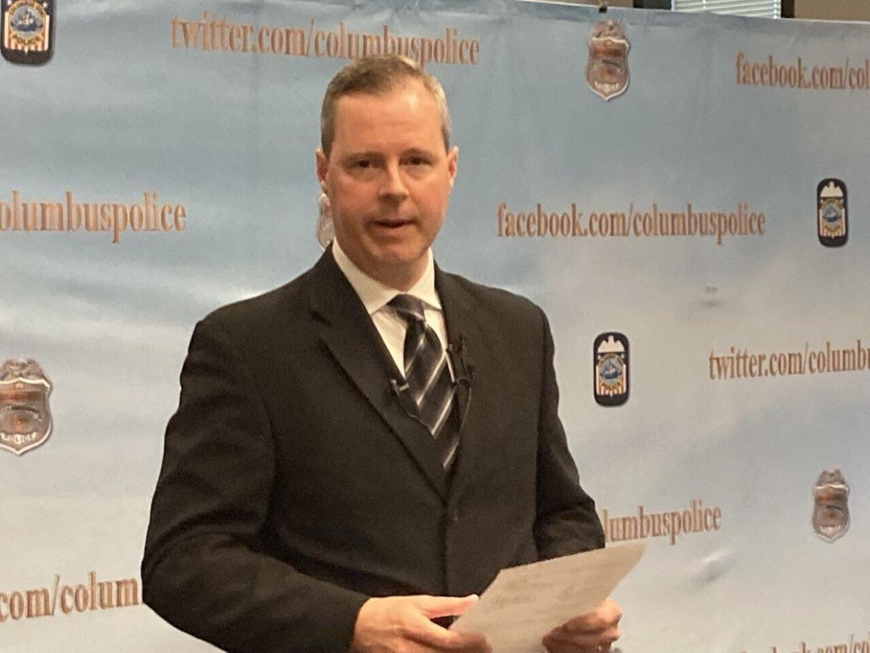 Columbus police Cmdr. Mark Denner, who leads the homicide unit, updates reporters Wednesday on investigations into five recent homicides during a 48-hour period, including that of 15-year-old Maria Fernanda Guerra-Sandoval.