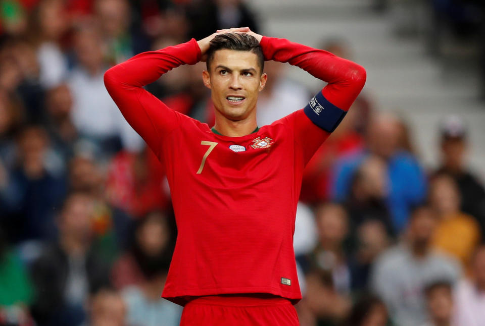 Soccer Football - UEFA Nations League Semi Final - Portugal v Switzerland - Estadio do Dragao, Porto, Portugal - June 5, 2019  Portugal's Cristiano Ronaldo reacts  REUTERS/Rafael Marchante