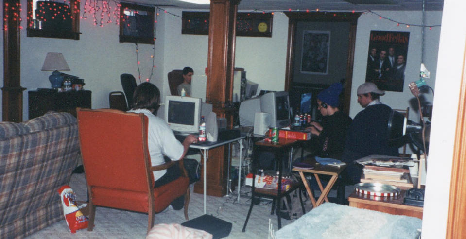 An image of people at a LAN party.