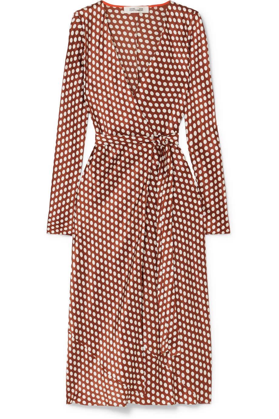 Tilly Polka-Dot Silk-Satin Wrap Dress