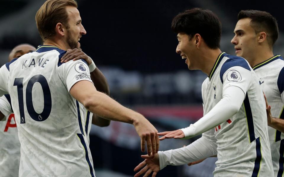 Tottenham's Harry Kane (L) celebrates with teammate Son Heung-min  - Shutterstock