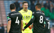 Soccer Football - Premier League - Huddersfield Town vs Crystal Palace - John Smith's Stadium, Huddersfield, Britain - March 17, 2018 Crystal Palace's Wayne Hennessey, Ruben Loftus-Cheek and Luka Milivojevic celebrate after the match Action Images via Reuters/Craig Brough