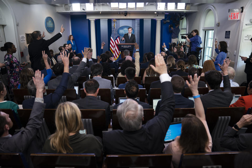 White House national security adviser Jake Sullivan speaks during a press briefing at the White House, Monday, June 7, 2021, in Washington. (AP Photo/Evan Vucci)