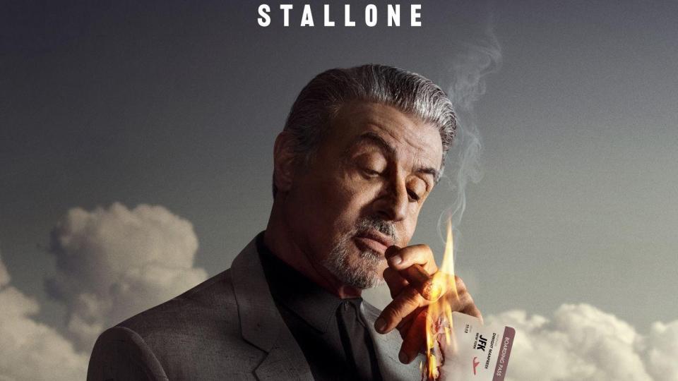 Stallone lighting cigar with flaming airline ticket in promo image for Yellowstone spinoff Tulsa King