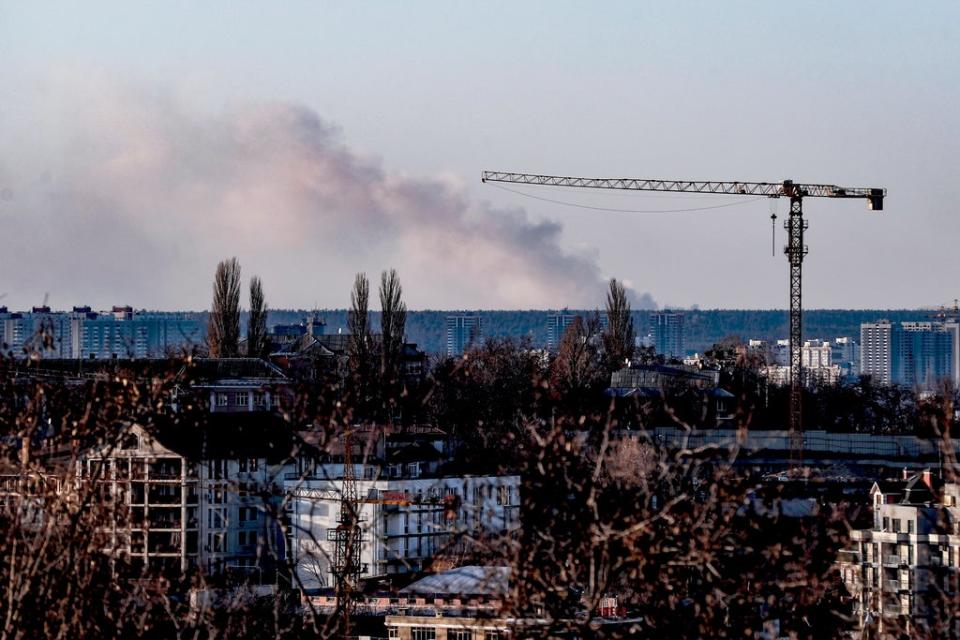 Smoke rises following Russian shelling in Kyiv (EPA)