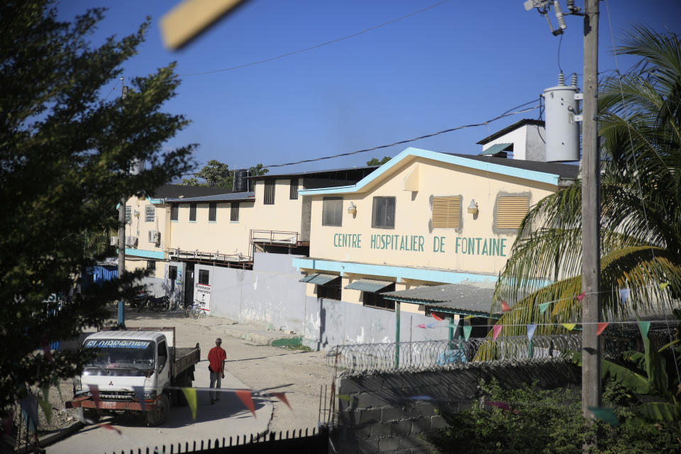 The entrance at the Fontaine Hospital Center in Cité Soleil area of the Port-au-Prince, Haiti, Monday, Jan. 23, 2023. As gangs tighten their grip on Haiti, many medical facilities in the Caribbean nation's most violent areas have closed, leaving Fontaine as one of the last hospitals and social institutions in one of the world's most lawless places. (AP Photo/Odelyn Joseph)