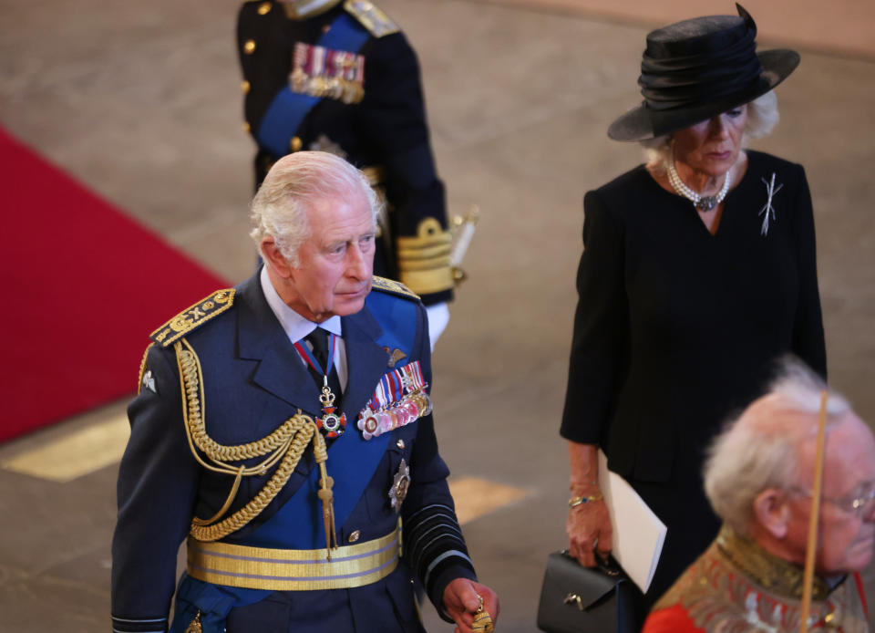 Rey Carlos III y Camilla, reina consorte en Westminster Hall en Londres, Inglaterra. (Photo by Darren Fletcher - WPA Pool/Getty Images)