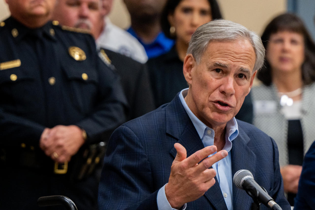 Texas Gov. Greg Abbott speaks at a press conference in Houston in September. 