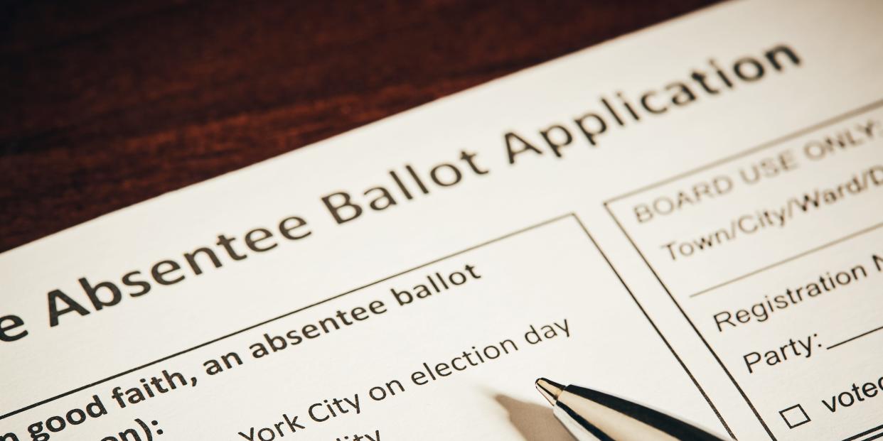 An absentee ballot application form.