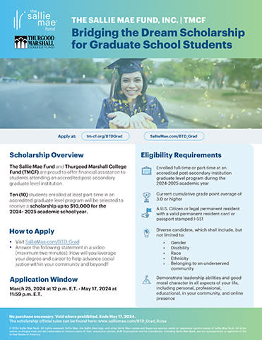 Download Bridging the Dream Scholarship for Graduate Students Info Sheet