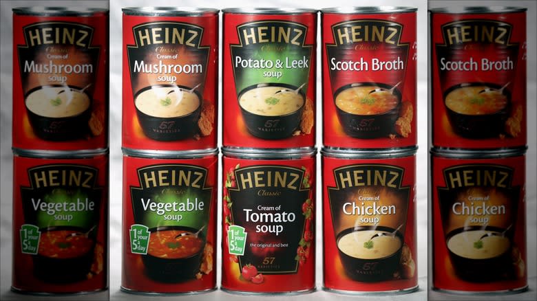 Cans of Heinz soups