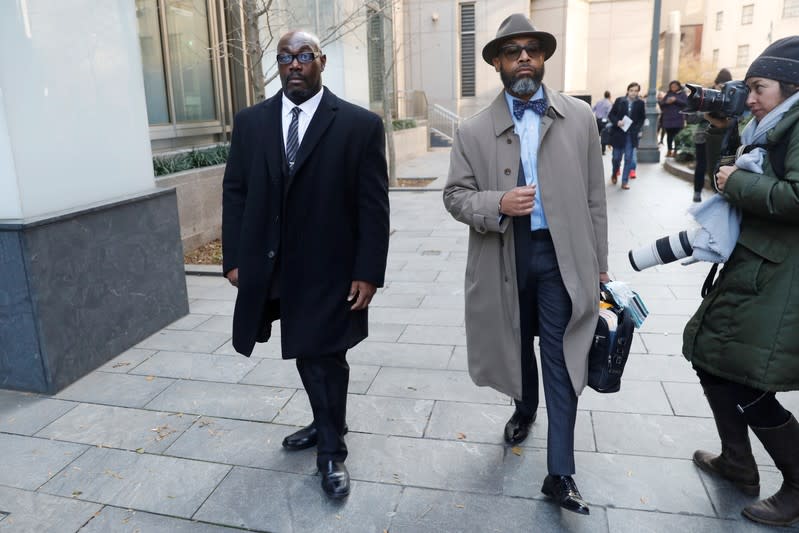 Attorney Jason Foy, who represents guard Tova Noel, leaves after a hearing outside a federal court in New York City