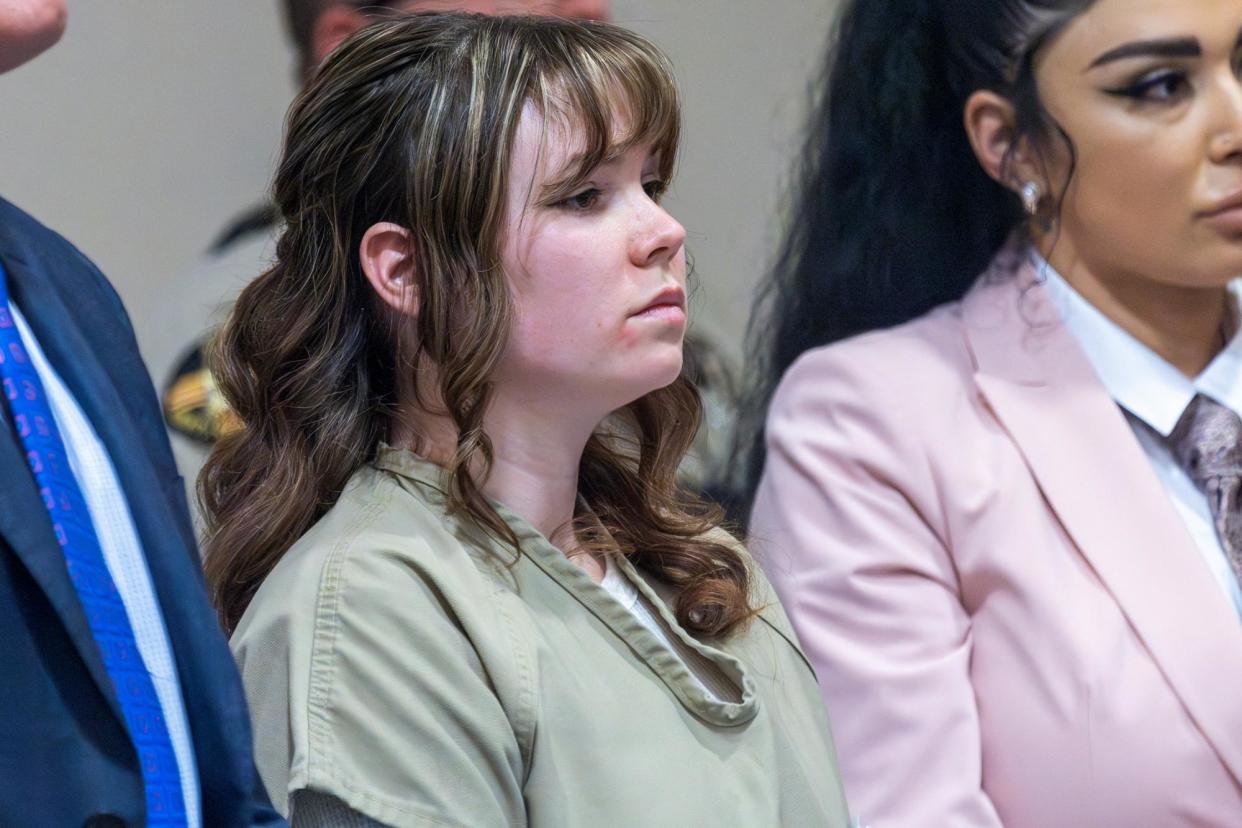 <span>Hannah Gutierrez-Reed in court in Santa Fe, New Mexico, on 15 April 2024.</span><span>Photograph: Luis Sanchez Saturno/Pool via Reuters</span>