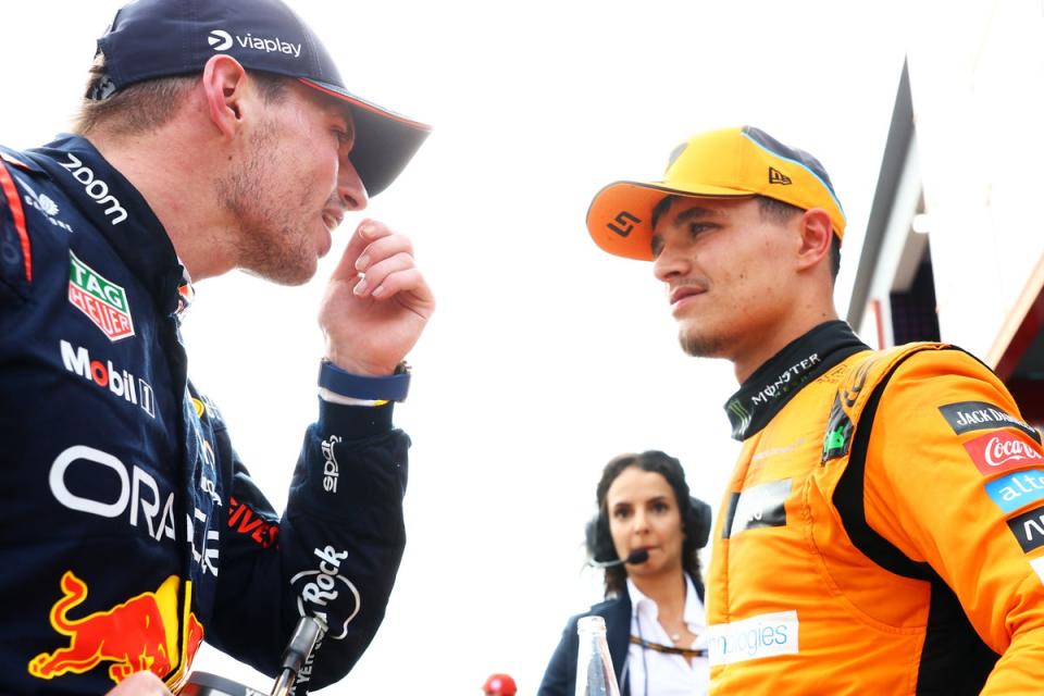 Lando Norris came close to reeling in Max Verstappen at the end of Sunday’s Emilia-Romagna Grand Prix (Getty)