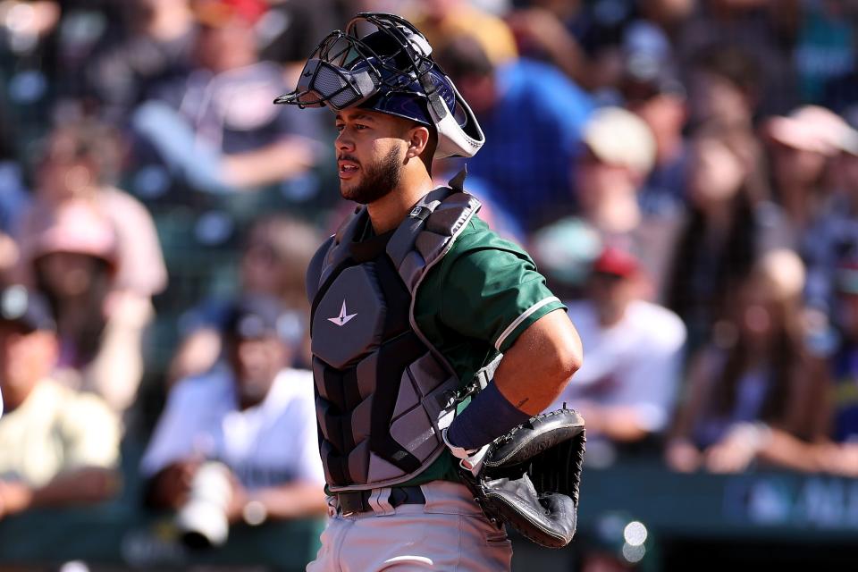 Jeferson Quero of the Milwaukee Brewers looks on during the SiriusXM All-Star Futures Game at T-Mobile Park on July 8, 2023 in Seattle, Washington.