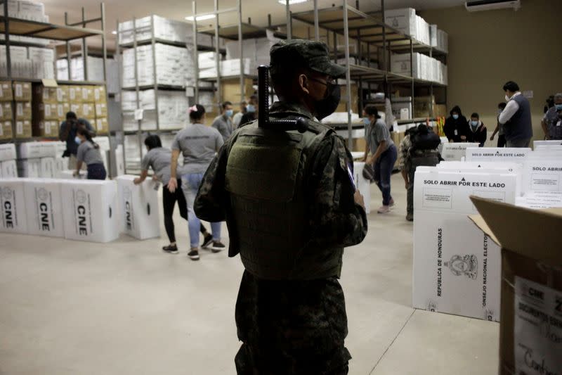 FILE PHOTO: Honduras begins the distribution of voting materials ahead of general election, in Tegucigalpa